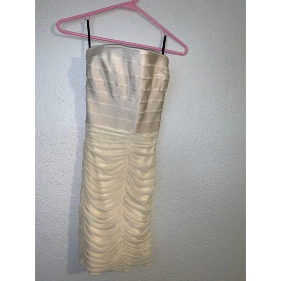 NWOT Bebe Cream Strapless Bandeau Mini Dress - Picture 5 of 8